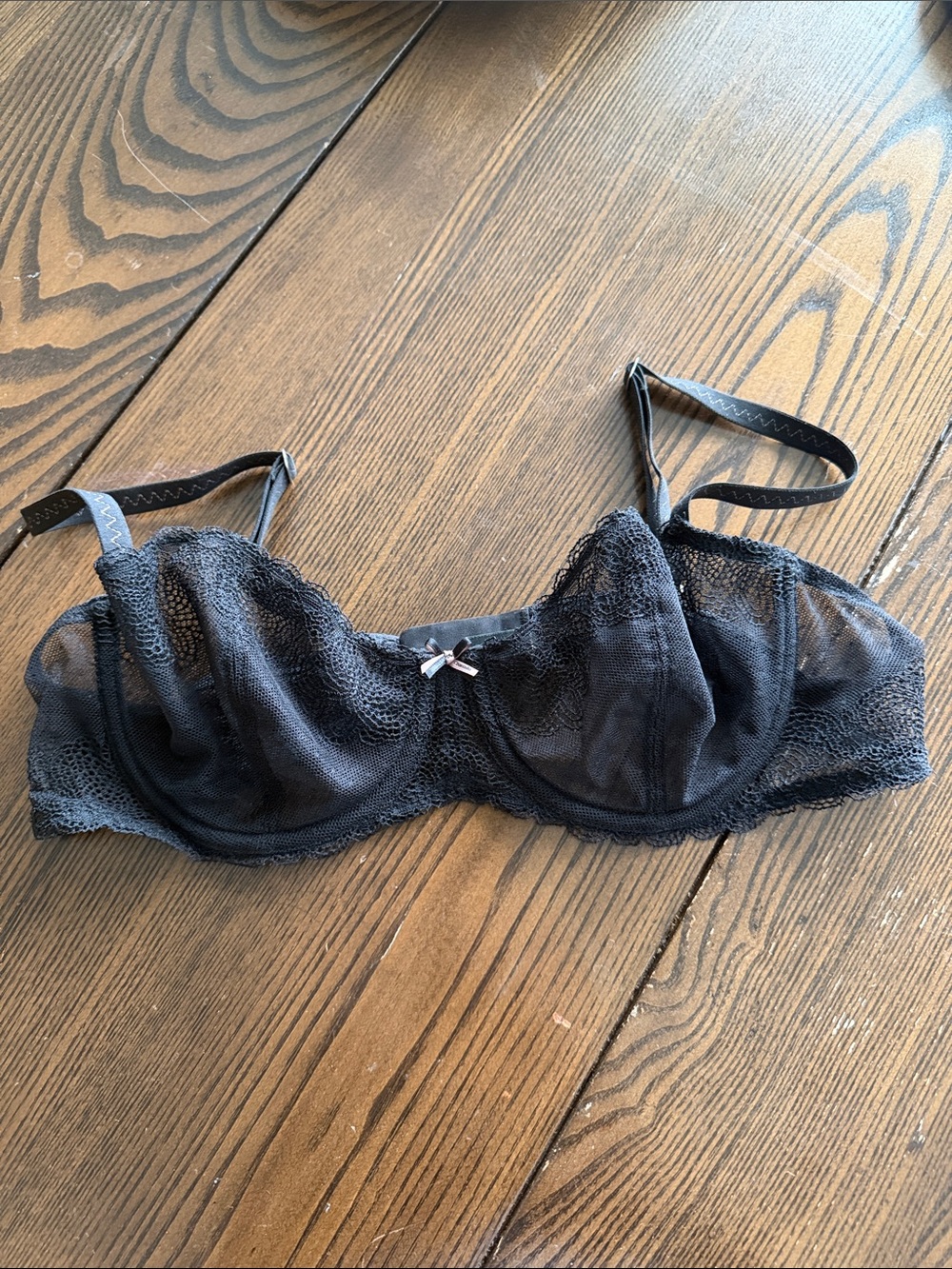 Chantelle Black Sheer Lace Underwire Bra with Bow